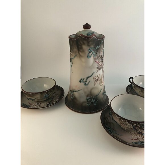 Dragonware Moriage Tea Set (20-piece), a style of Japanese Porcelain featuring r - Picture 16 of 16